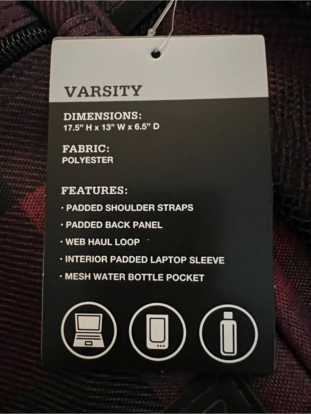 Dickies Varsity red plaid back pack NWT